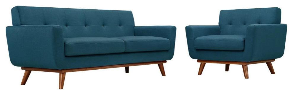 Giselle Azure Armchair and Loveseat Set of 2   Midcentury   Living Room Furniture Sets   by Virgil Stanis Design  Houzz