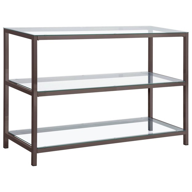 Trini Console Sofa Table With Glass Top And Shelves Black Nickel Coaster