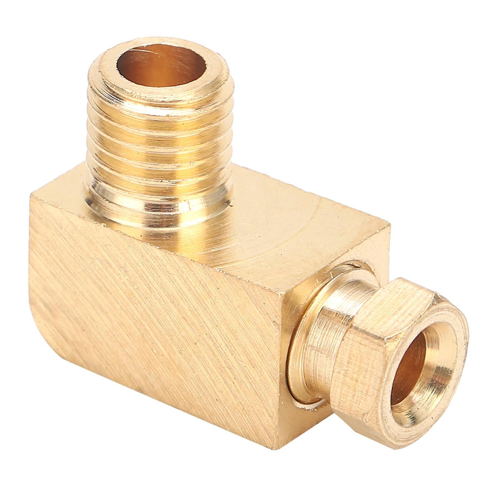 Brass 90 Degree Elbow Compression Tube Pipe Fitting Connector Adapter for Oil Lubrication SystemPL408 4mm / 0.16in M8 x 1