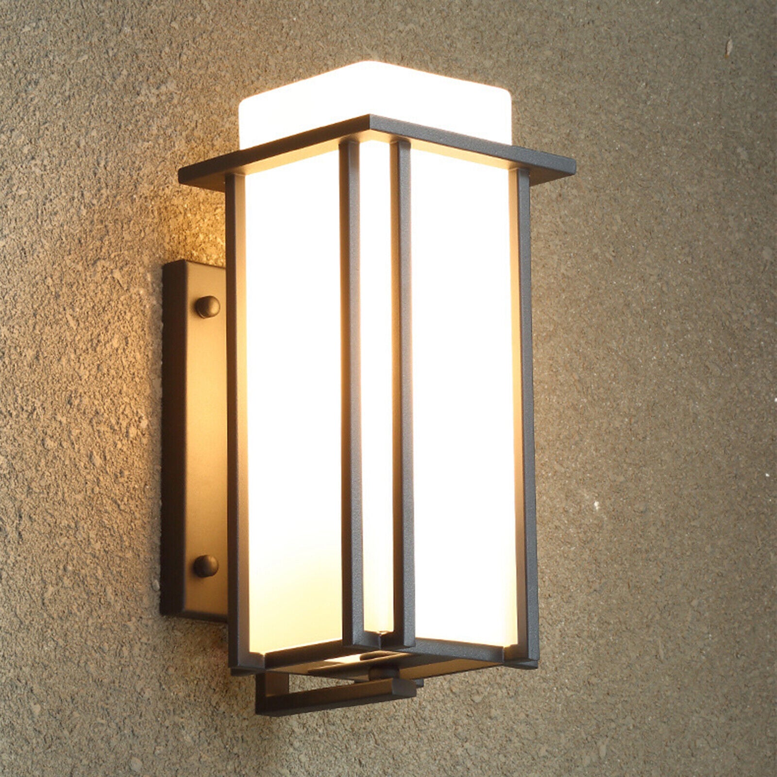 Modern LED Wall Light Waterproof Exterior Outdoor Porch Sconce Lamp Fixture Single Opening Design Glass Lampshade Antirust Treatment