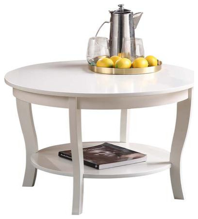 Convenience Concepts American Heritage Round Coffee Table With Shelf R6 361   Contemporary   Coffee Tables   by BisonOffice  Houzz