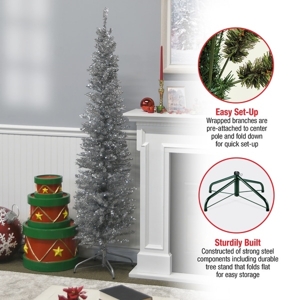 National Tree Company 6 ft. Silver Tinsel ree