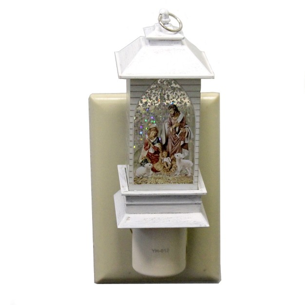 Christmas Holy Family Night Light One Night Light 6 25 Inches Arched Window Sheep 58699 Plastic White