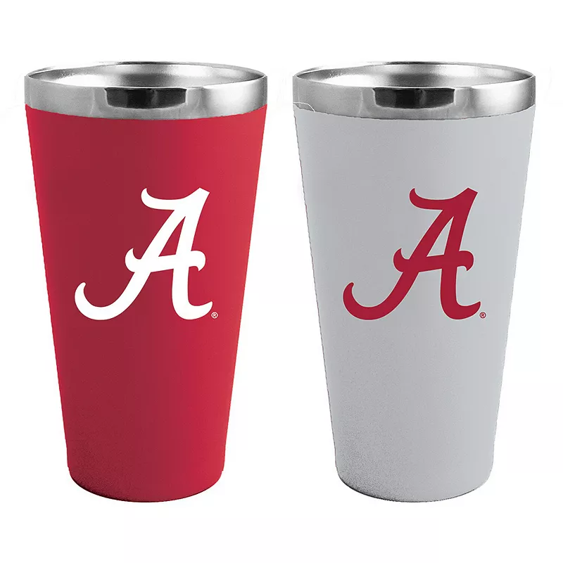 Alabama Crimson Tide Team Color 2-Pack Stainless Steel Pint Glass Set