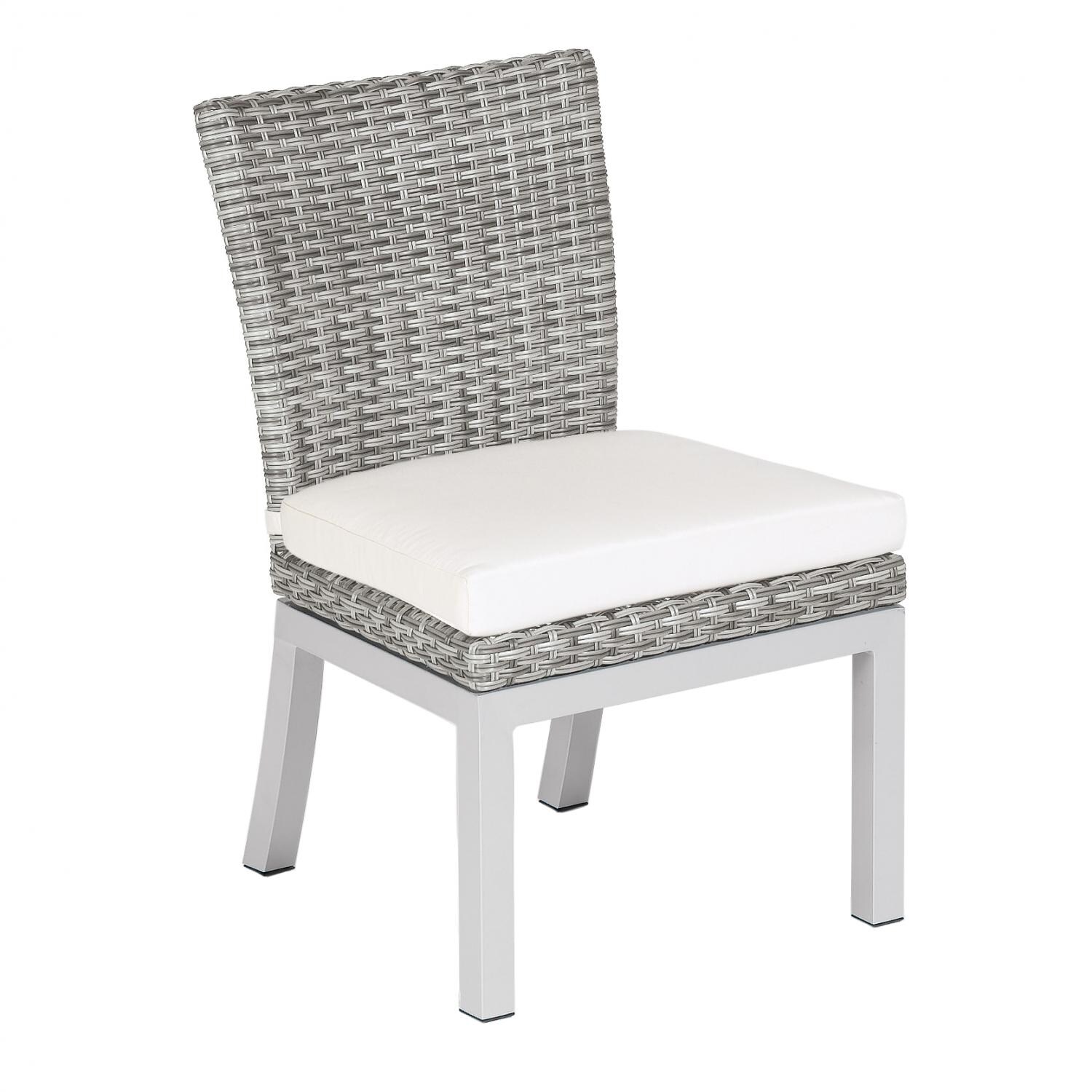 Argento 5 Piece Wicker Patio Dining Set W/ 39 Inch Square Tekwood Vintage Table， Side Chairs and Eggshell White Cushions By Oxford Garden