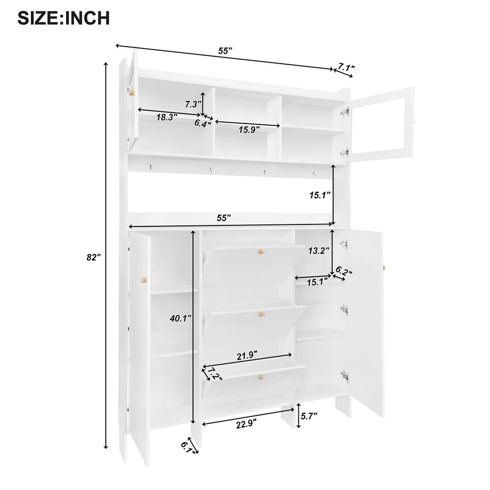 Shoe Cabinet with Open Storage Space