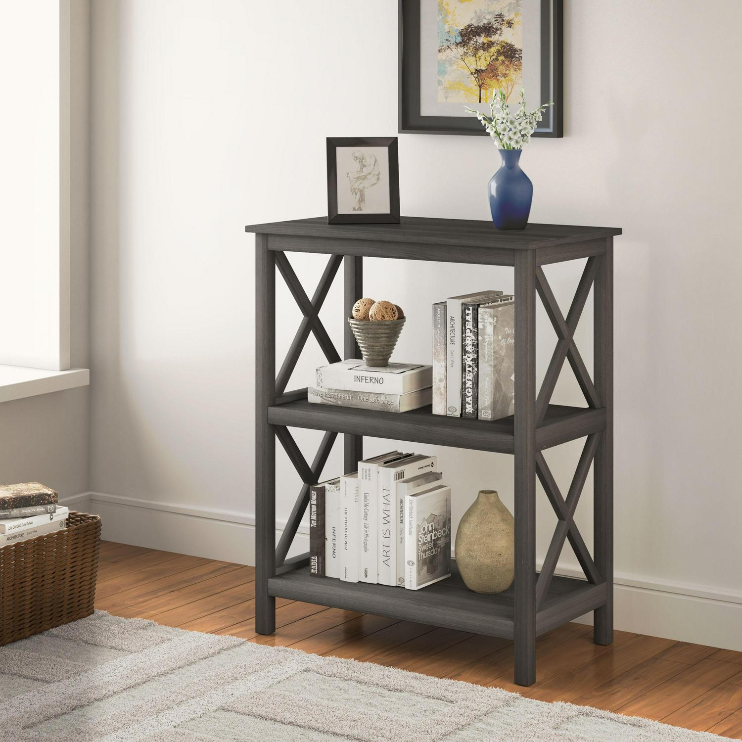 ClickDecor Thompson 3-Tier Accent Shelf， Dark Gray