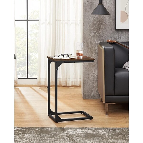 CShaped End Table，Small Side Table with Metal Frame for Living Room，Bedroom