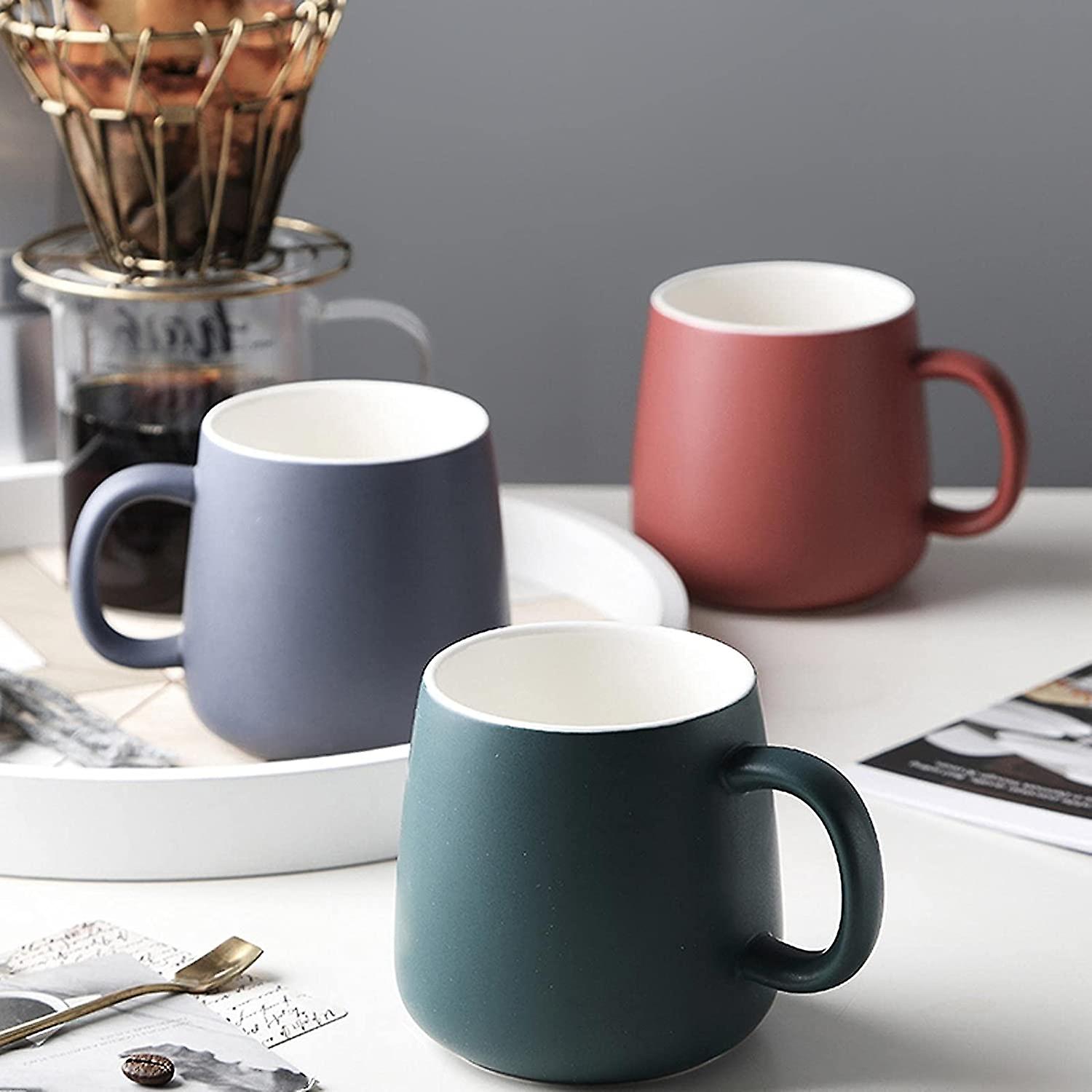 Coffee Mug 12.9oz(380ml) Ceramic Cup Coffee Mugs Tea Cup Hot Drink Cup Ceramic Mug Red Green Grey 3 Colors Coffee Cup (color : Green+spoon)