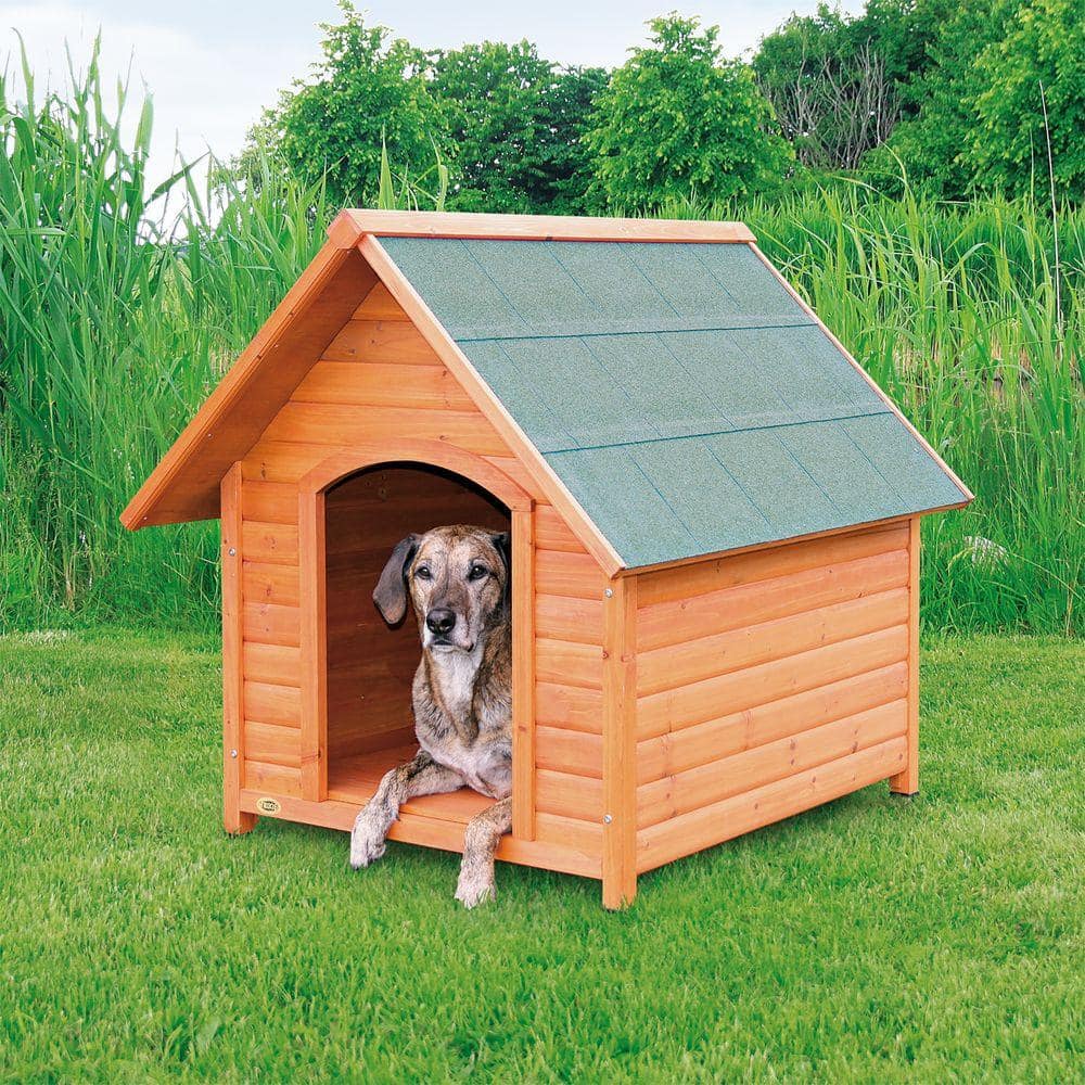 TRIXIE natura Cottage Dog House, Peaked Roof, Adjustable Legs, Brown, X-Large 39533