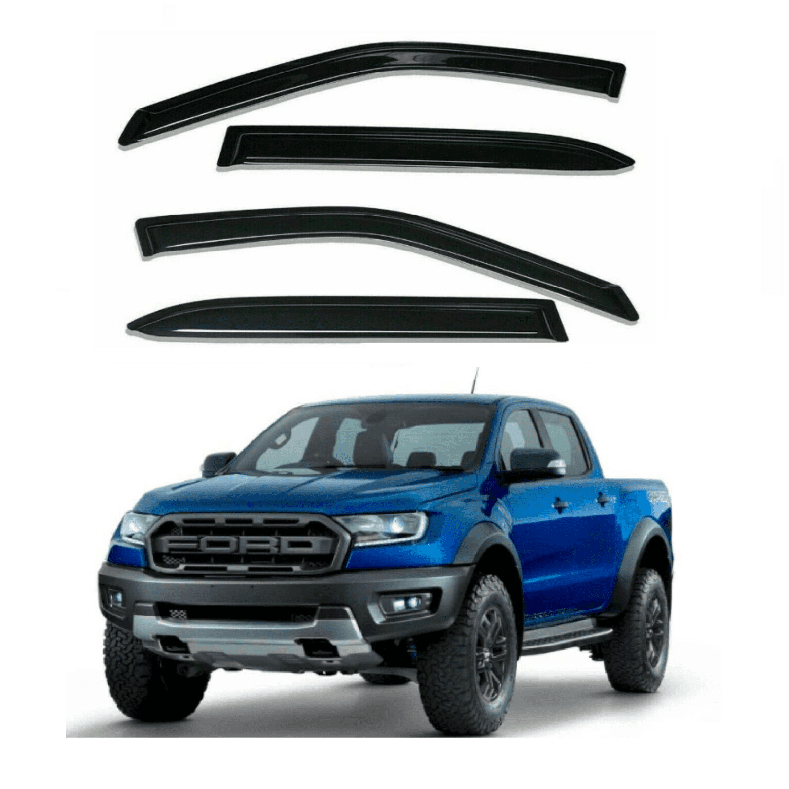 Black Side Window Wind Visors Sun Rain Deflectors Vent Shades Guard for Ford F150 Super Cab 2015-2020