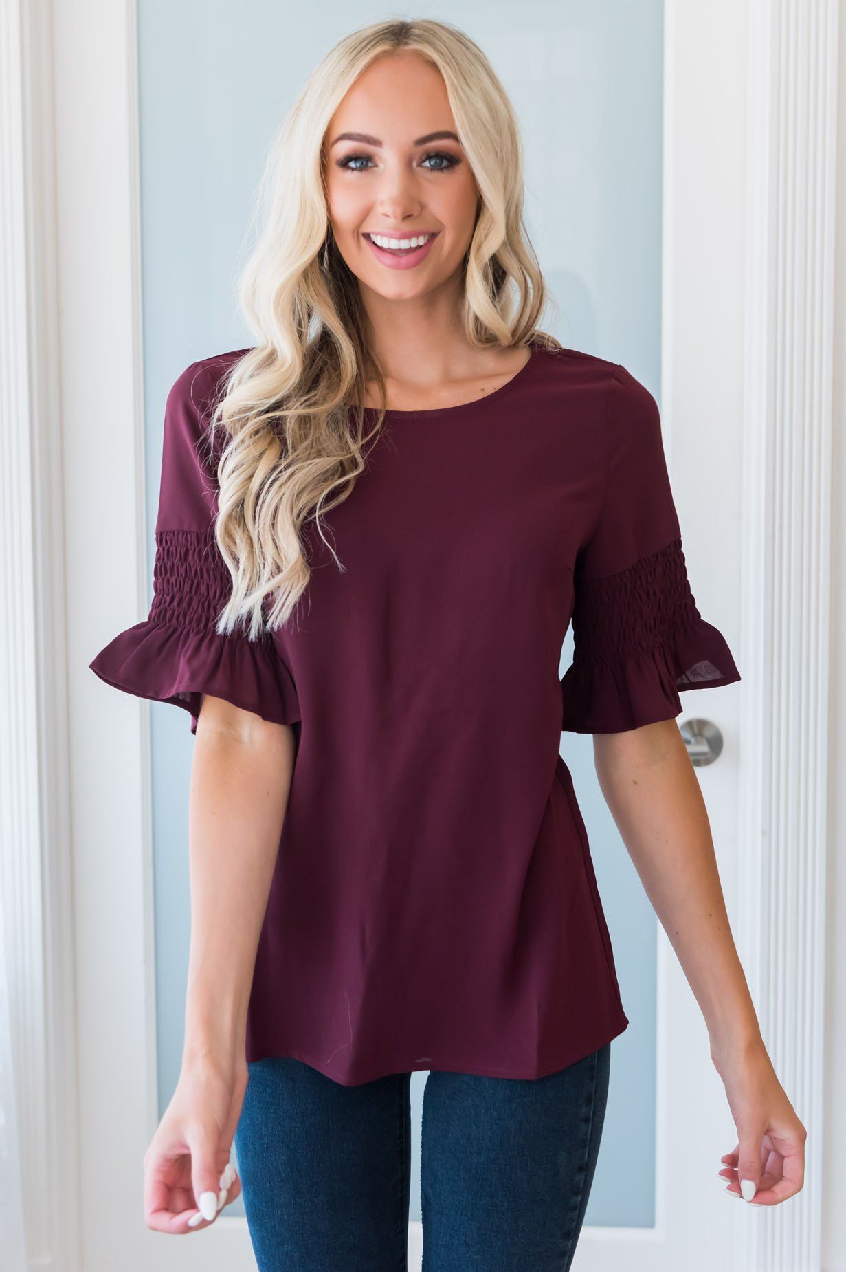 Something New Gathered Sleeve Top