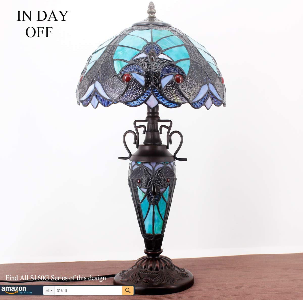 GEDUBIUBOO Tiffany Style Table Lamp Green Stained Glass Liaison Lamp 12X12X22 Inches Mother-Daughter Vase Desk Reading Light Decor Bedroom Living Room  Office S160G Series