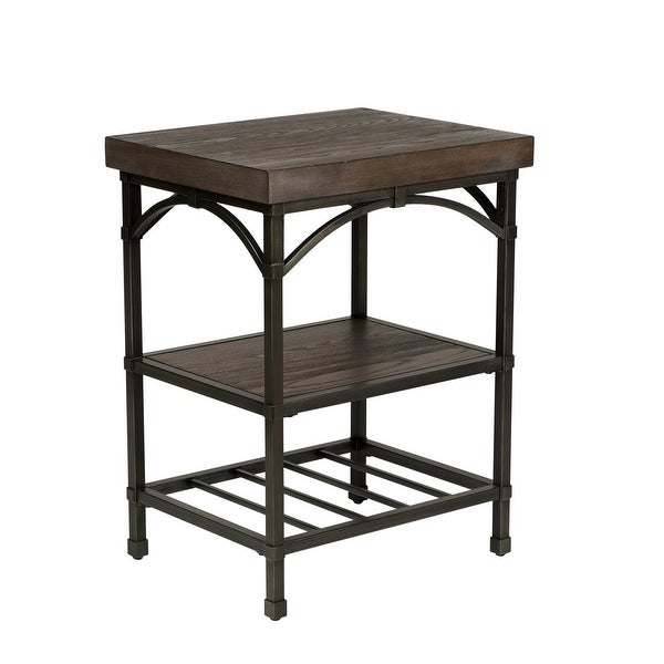 Franklin Rustic Brown Metal Tube Base Chair Side Table