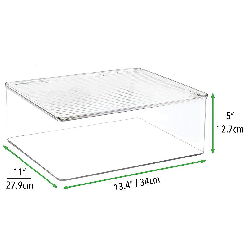 mDesign 11 x 13.4 x 5 Plastic Stackable Kitchen Pantry Food Storage Bin and Lid - 2 Pack