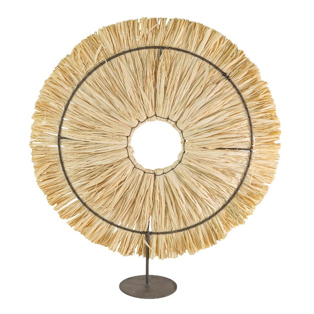 Circle Standing Decorative Accent Raffia amp Metal Foreside Home amp Garden