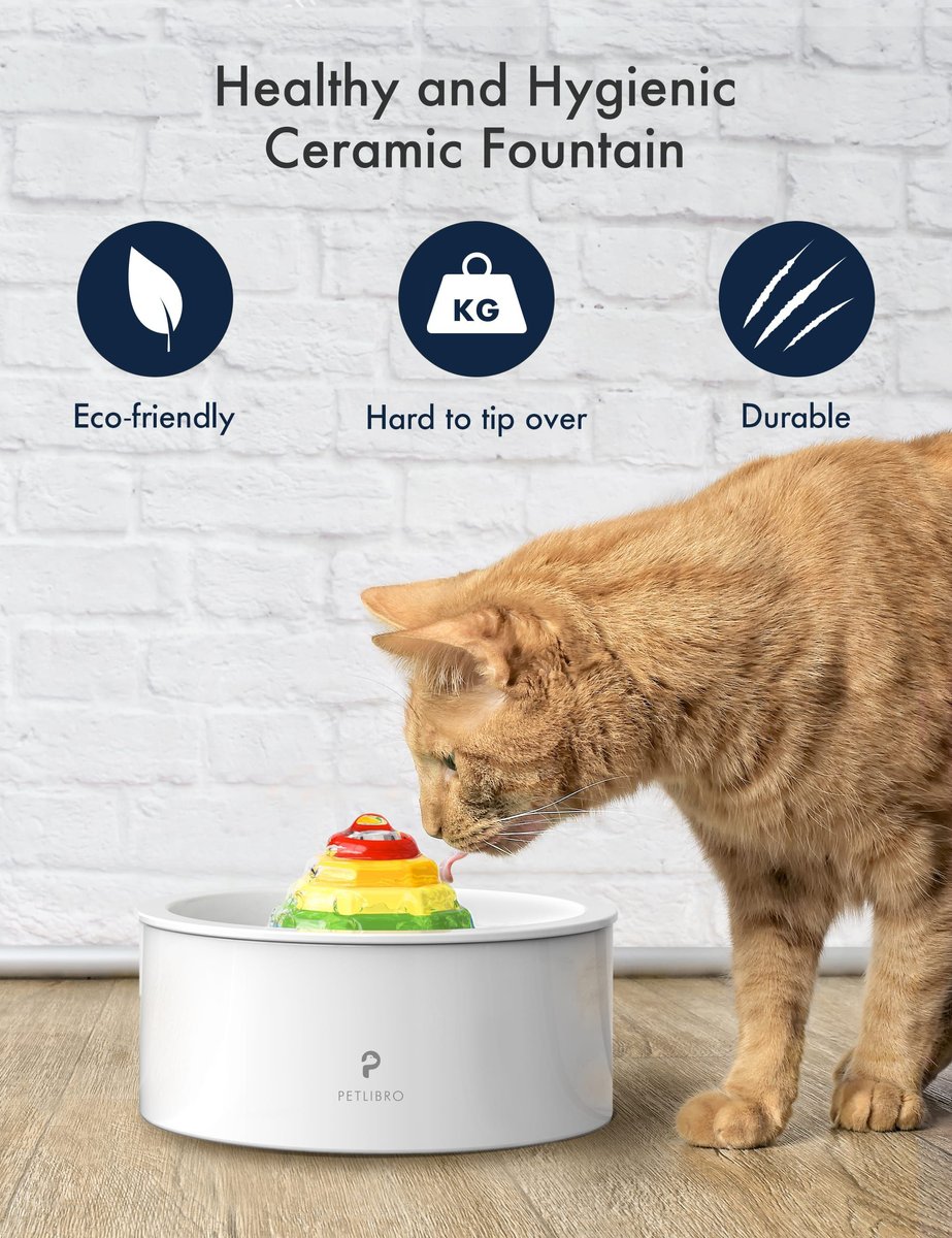 Petlibro Ceramic Cat Water Fountain， 50-oz