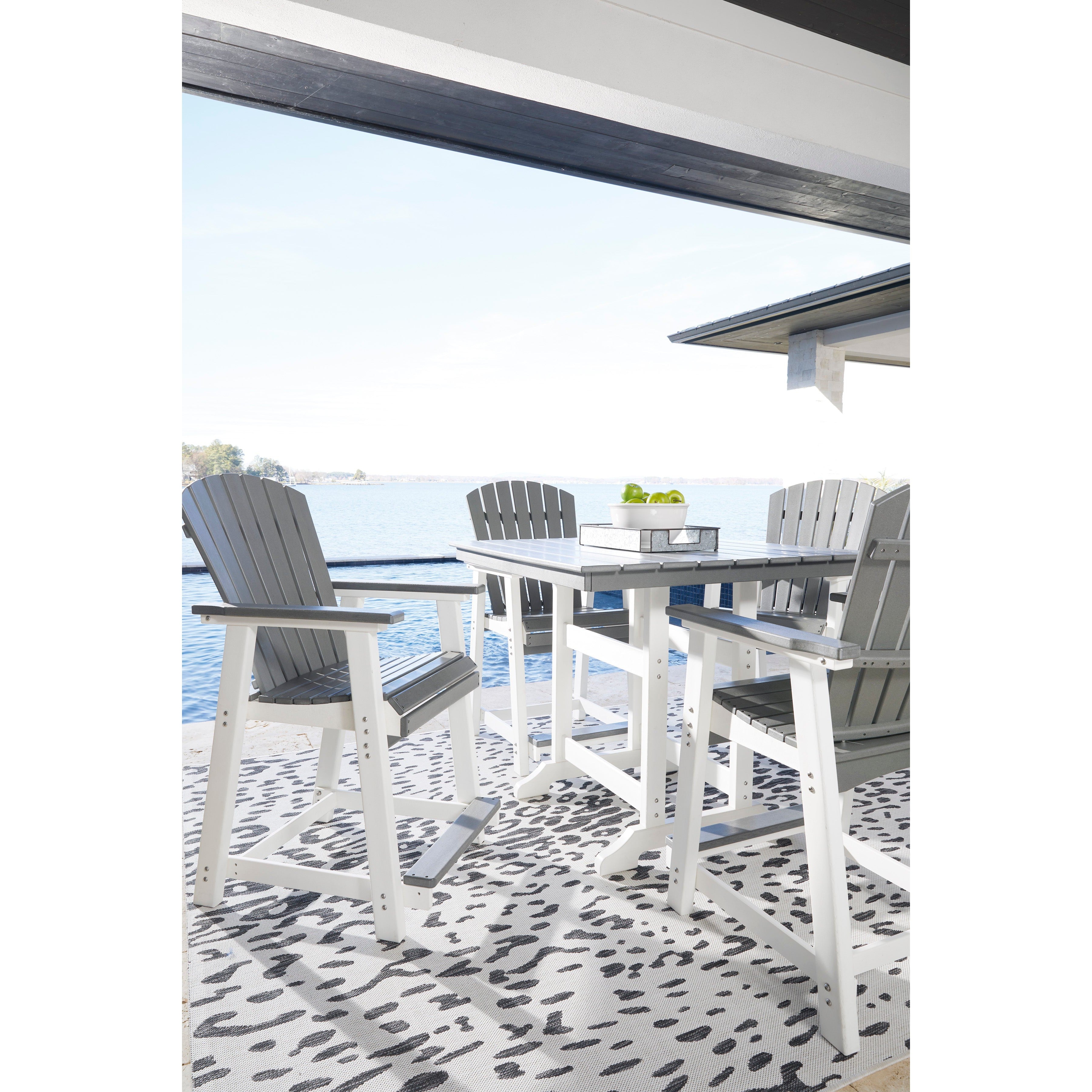 Poly Outdoor 5pc Dining Set in Grey & White Two Tone 42 Square Counter Height