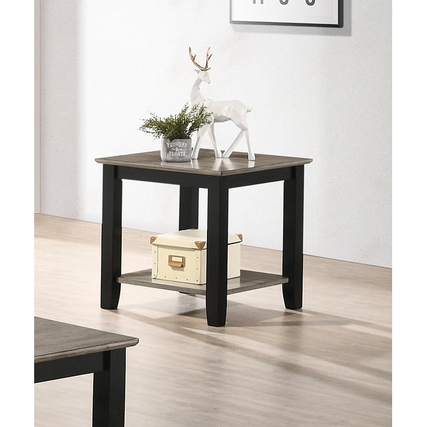 22 in. Walnut Medium Square Wood Coffee Table with Shelf