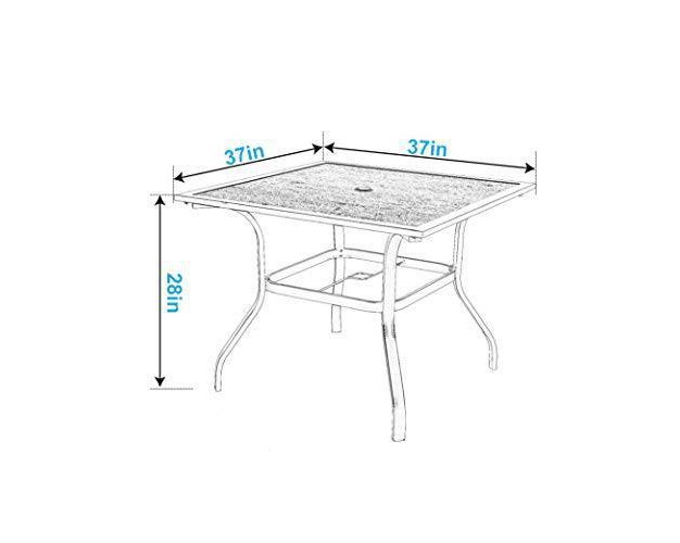 Square Patio Dining Table With Umbrella Hole Captiva Designs