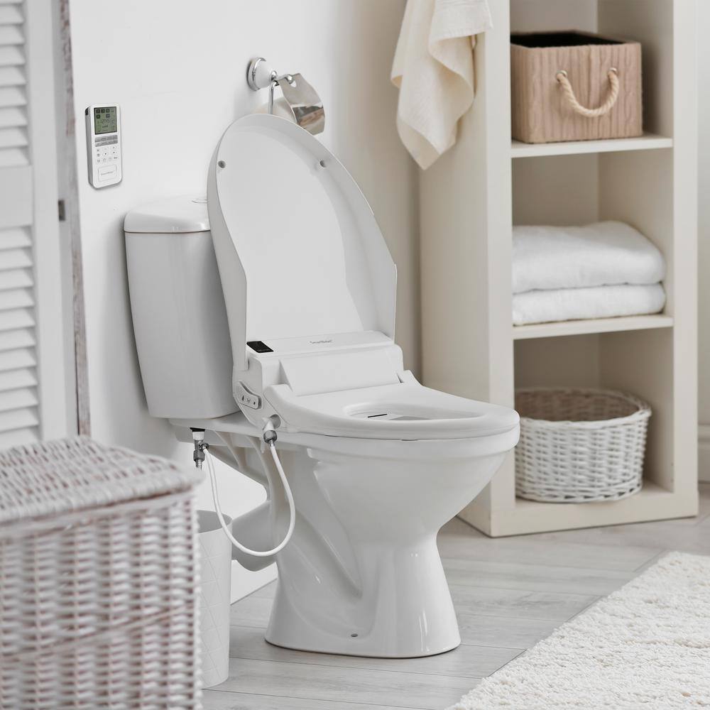 SmartBidet Electric Bidet Seat for Elongated Toilets with Remote Control in White SB-3000