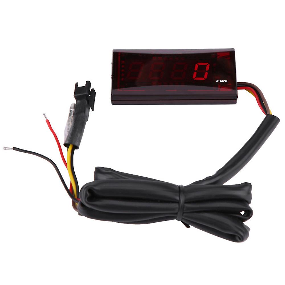 Motorcycle Led Digital Tachometer Speed Meter Dc 8-18v Red Backlight For Honda Yamaha Kawasaki