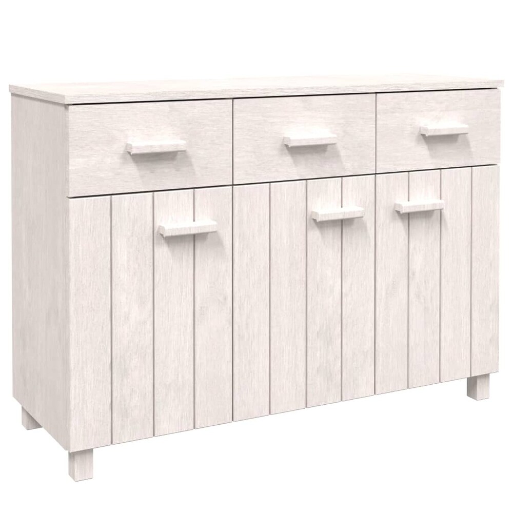 vidaXL Sideboard Bar Buffet Console Cabinet with Drawers HAMAR Solid Wood Pine   44.5\