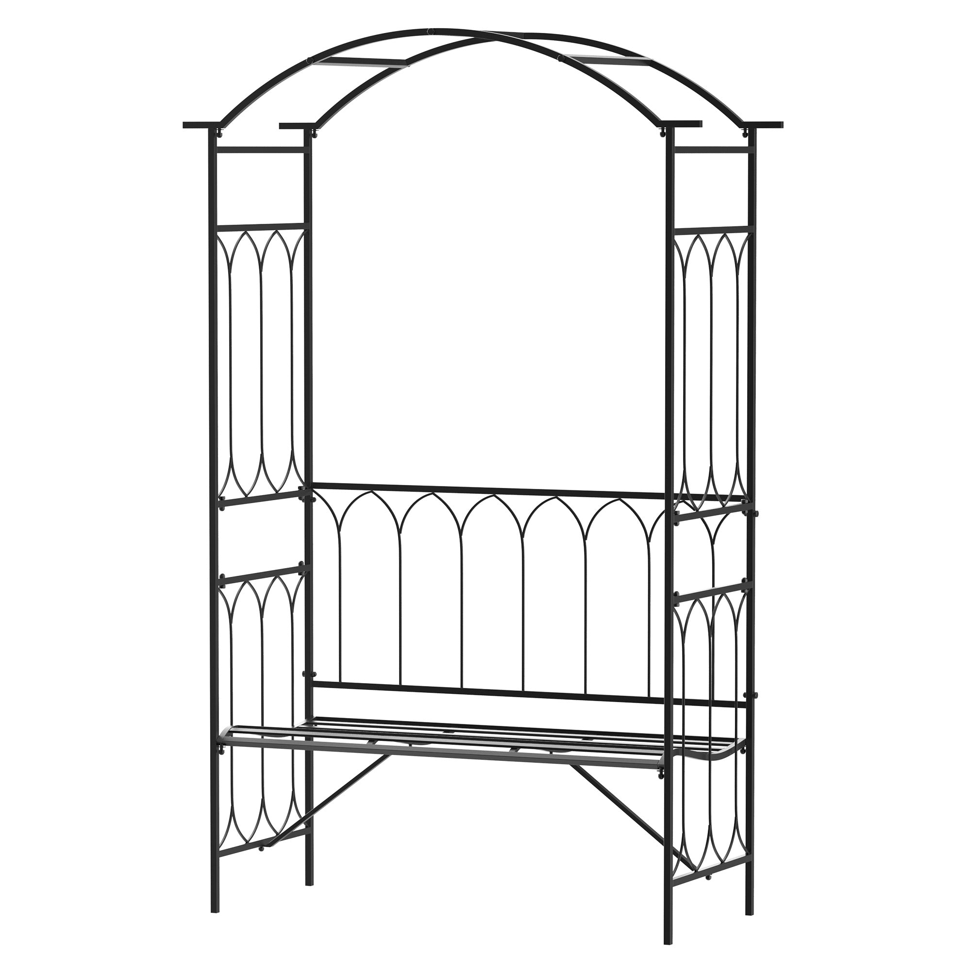 OWSOO Outdoor Garden Arbor Arch with Bench Seat Steel Metal - Black