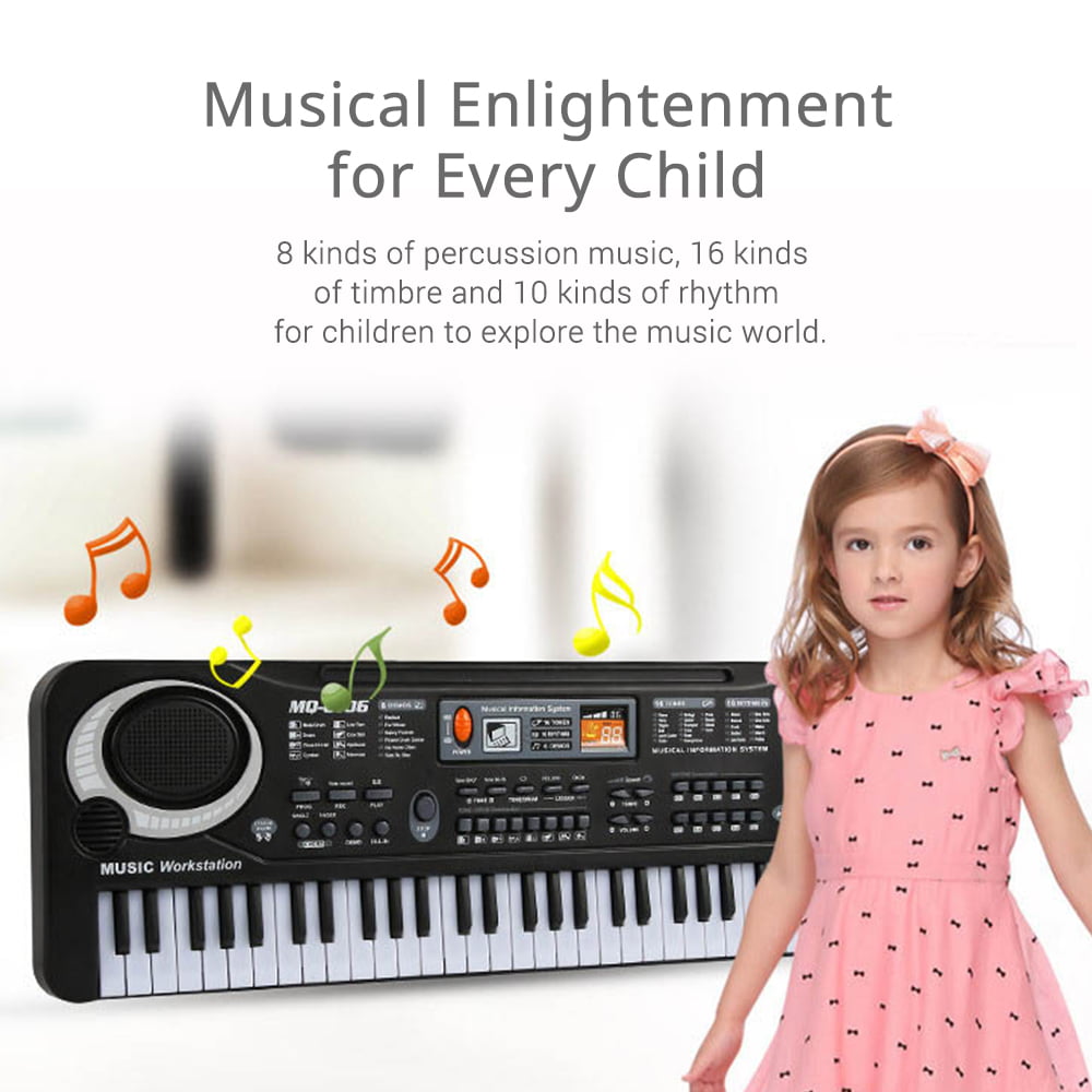 Abody 61 Keys Digital Electronic Keyboard Kids Electric Piano for Girls and Boys， Ages 4-8， 9-12， 13-19 with Microphone