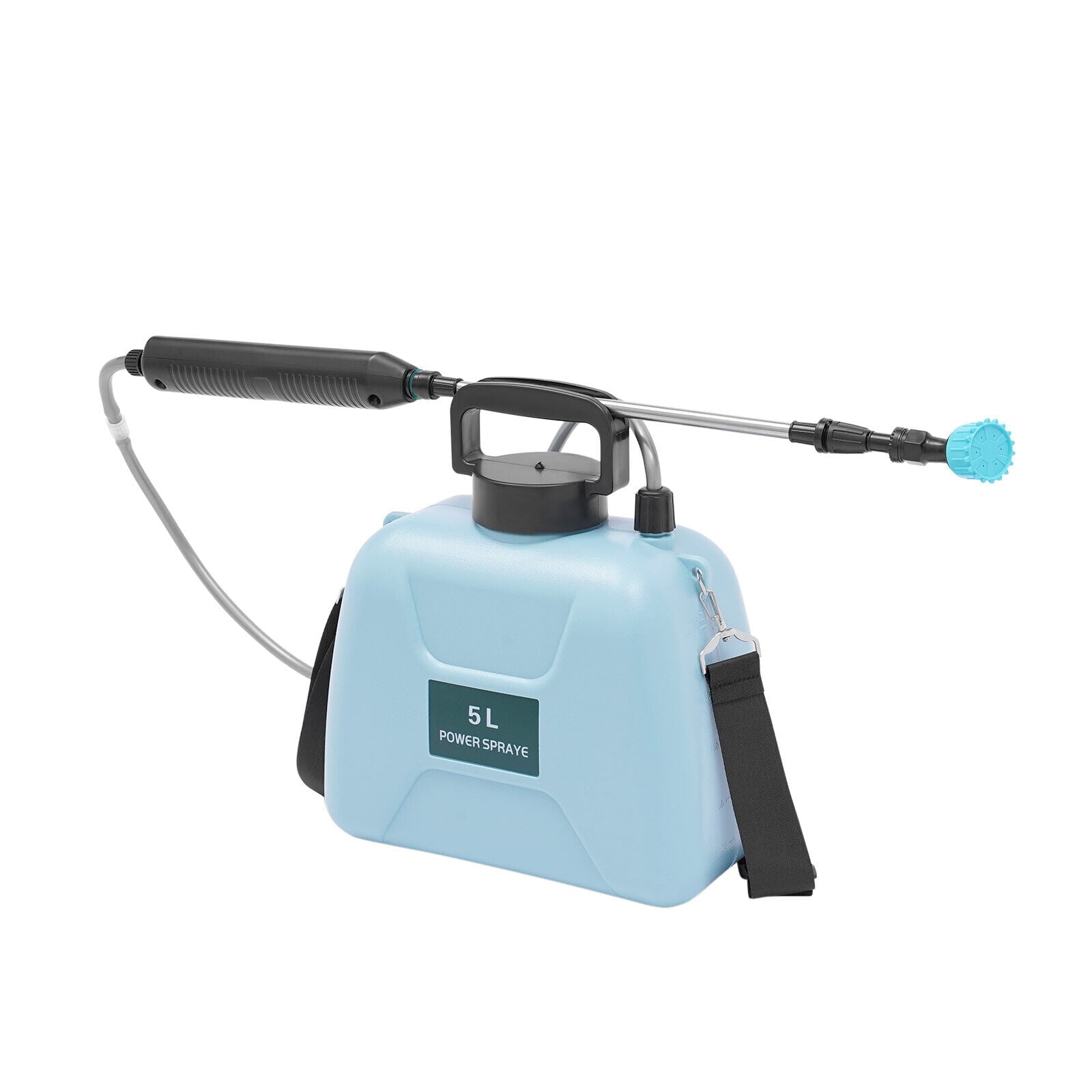 Miumaeov 5L Battery Powered Sprayer Electric Sprayer with USB Rechargeable Handle Potable Garden Sprayer with Telescopic Wand 2 Mist Nozzles Adjustable Shoulder Strap Blue