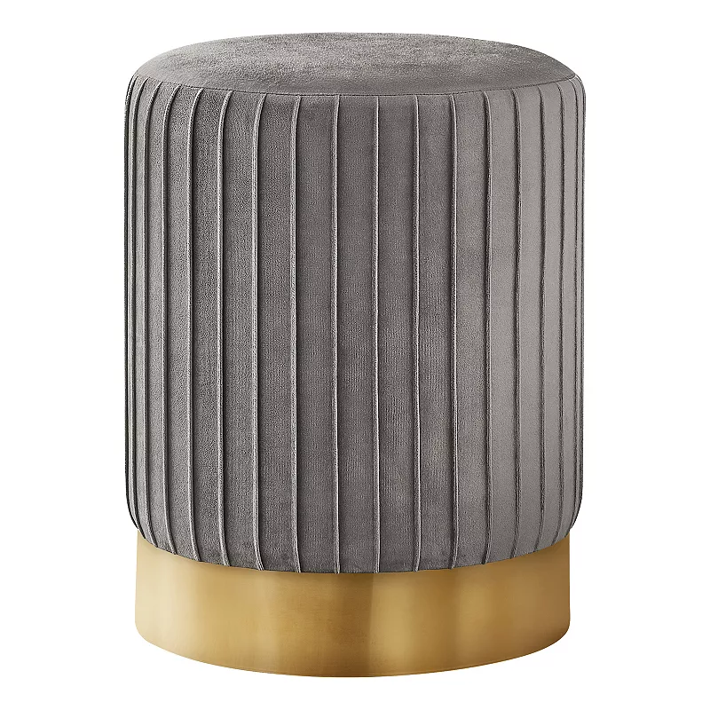 Monarch Ottoman Pleated Sides Cylindrical Upholstered Pouf