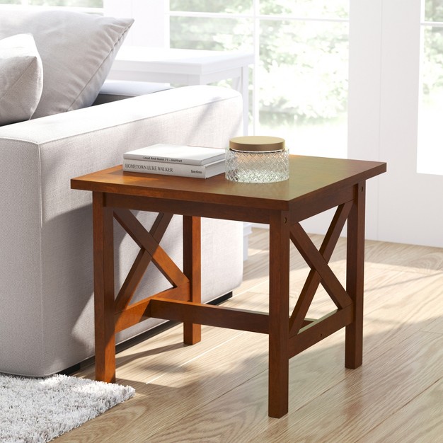 Merrick Lane Rustic End Table Farmhouse Style Solid Wood Accent Table