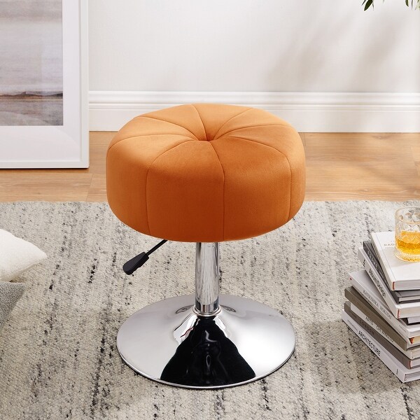 Art Leon Round Adjustable Height Velvet Swivel Stool