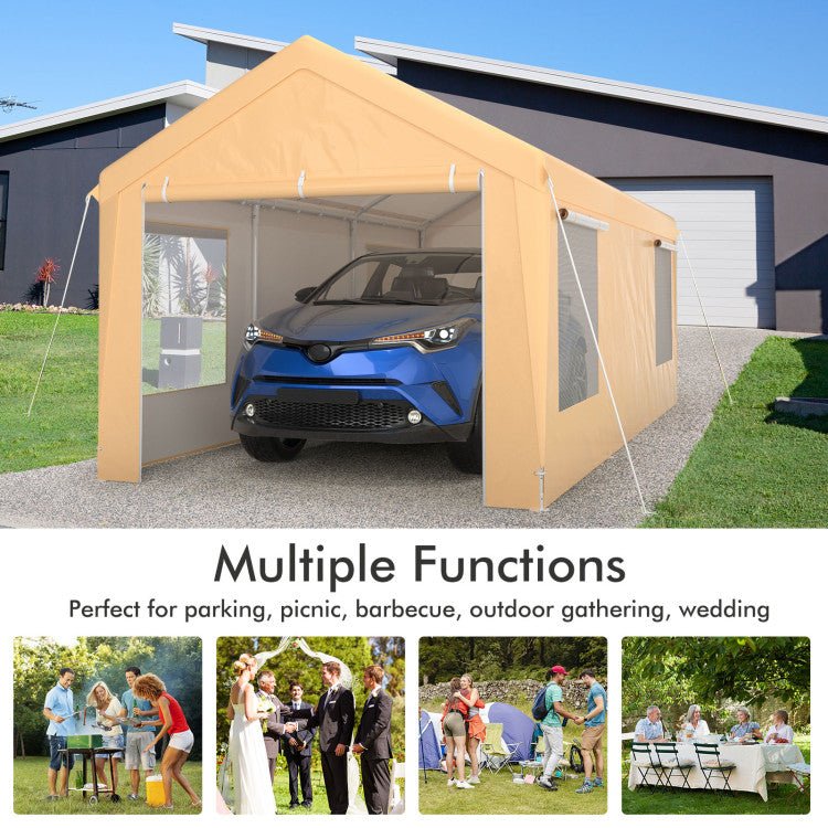 Premium 10x20ft Steel Portable Carport Canopy With Removable Sidewalls