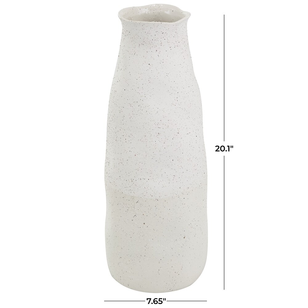 Cream Ceramic Abstract Wavy Vase with Textured Speckled Detailing