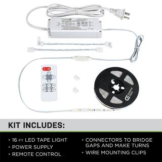 Commercial Electric 16 ft. LED Tunable White Tape Light Kit- Under Cabinet Light 421510