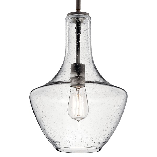 Kichler 42141OZCS Everly Olde Bronze Modern/Contemporary Seeded Glass Teardrop Pendant Light