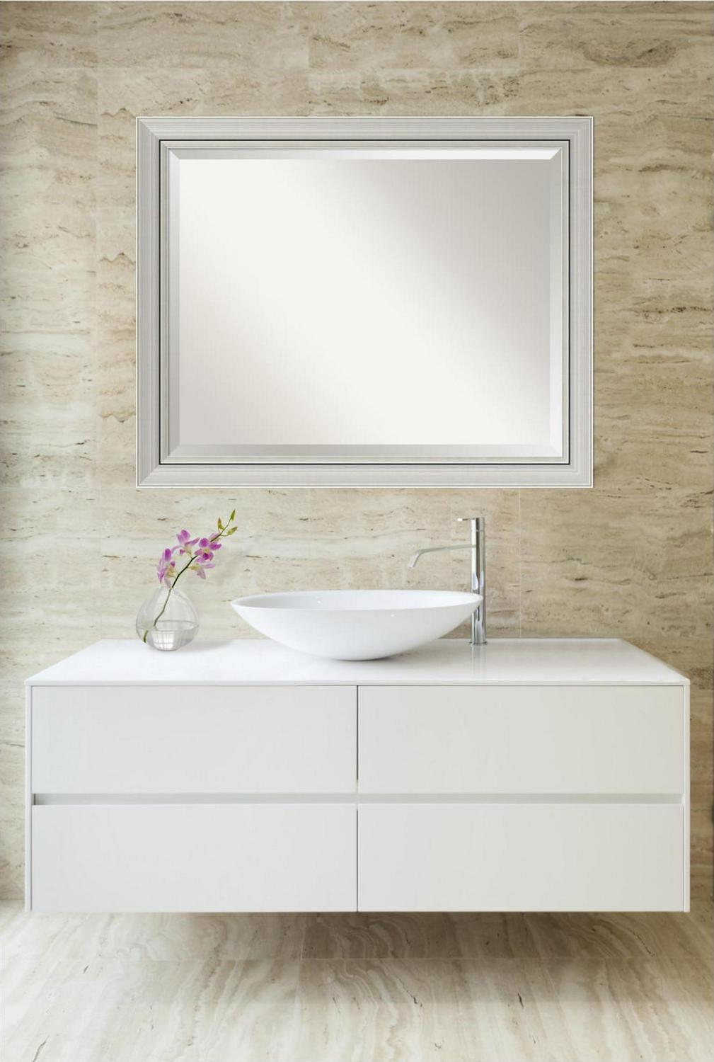 Amanti Art Dsw3941946 Romano 26  X 32  Rectangular Beveled Wood Framed Vanity Mirror  Crowdfused