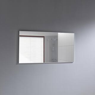 Eviva Sax 72 in. W x 30 in. H Framed Rectangular Bathroom Vanity Mirror in Brushed Silver EVMR01-72X30-MetalFrame