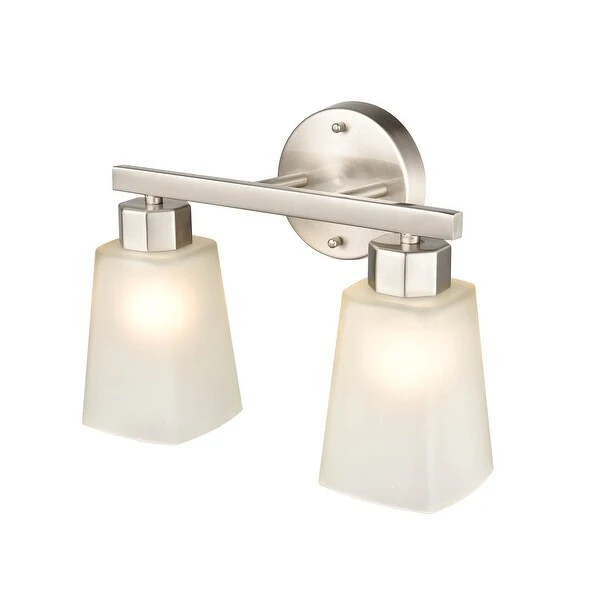 Millennium Lighting Coley 2 or 3 Light Vanity Fixture in Brushed Nickel or Matte Black with Frosted Glass Shades