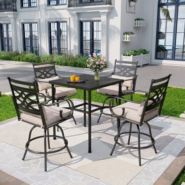 Outdoor Square Stainless Steel Bar Table With Umbrella Hole Captiva Designs