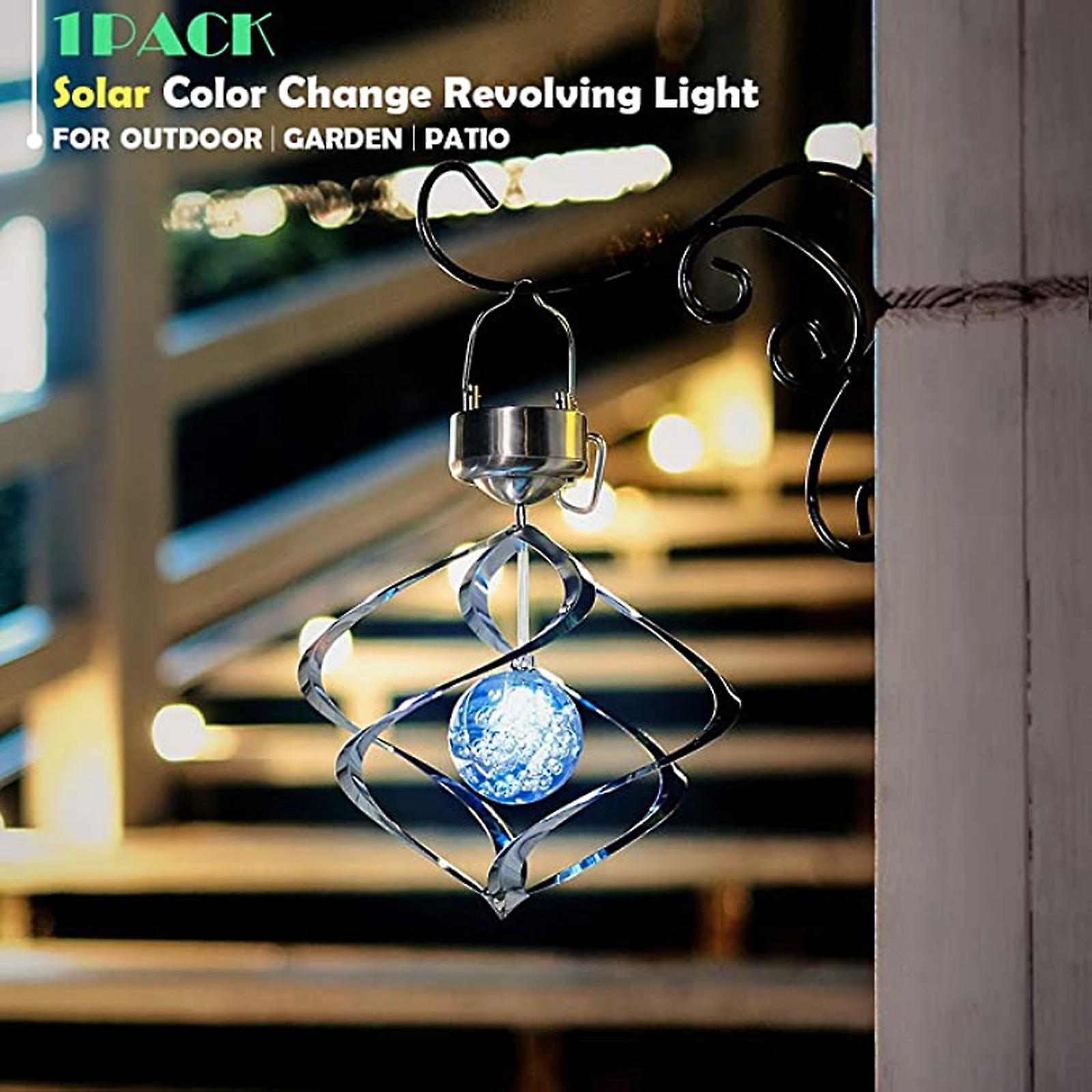 Solar Light Spiral Spinner Solar Wind Chime Led Colour Changing Hanging Wind Light Waterproof Night Lamp For Garden Yard Lawn Balcony Porch Best Gift