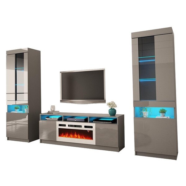 Reno WH05 Electric Fireplace Modern Wall Unit Entertainment Center