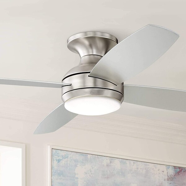 Elite Modern Industrial Hugger Low Profile Indoor Ceiling Fan with LED Light Dimmable Remote Control White Matte Opal Glass Shopping - The Best Deals on Ceiling Fans | 41540803