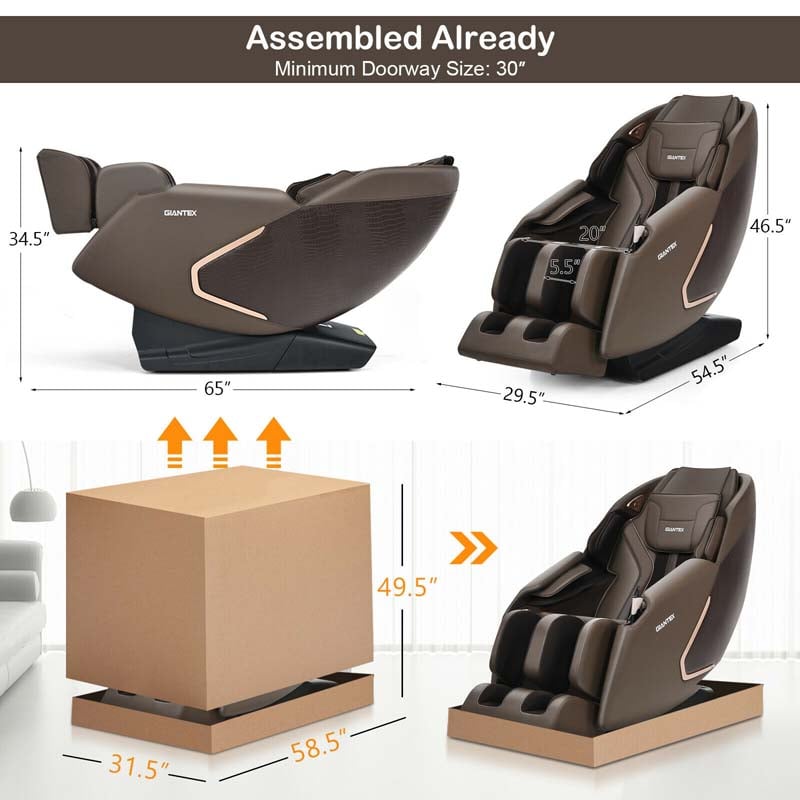 Assembly-Free SL Track Full Body Zero Gravity Massage Chair Recliner with Back Heater