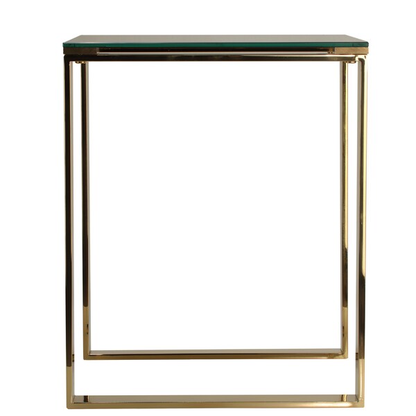 Cortesi Home Remini Black/Goldtone Tempered Glass/Metal End Table