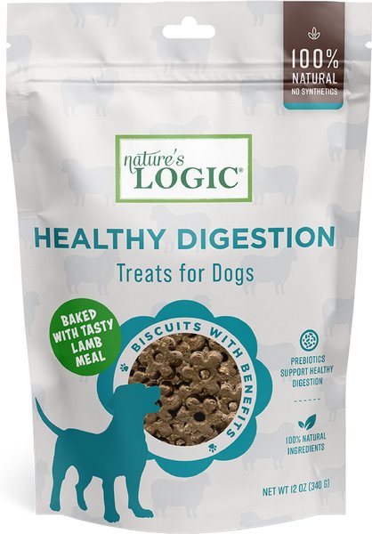 Nature's Logic Healthy Digestion Biscuits Dog Treats， 12-oz bag