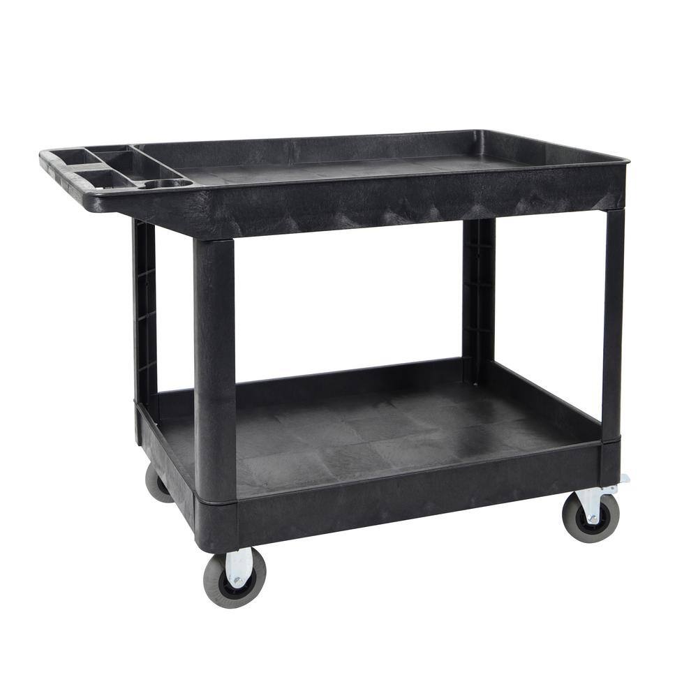 Luxor XL 24 in. x 45 in. 2-Shelf Heavy-Duty Utility Cart 5 in. Casters XLC11SP5-B