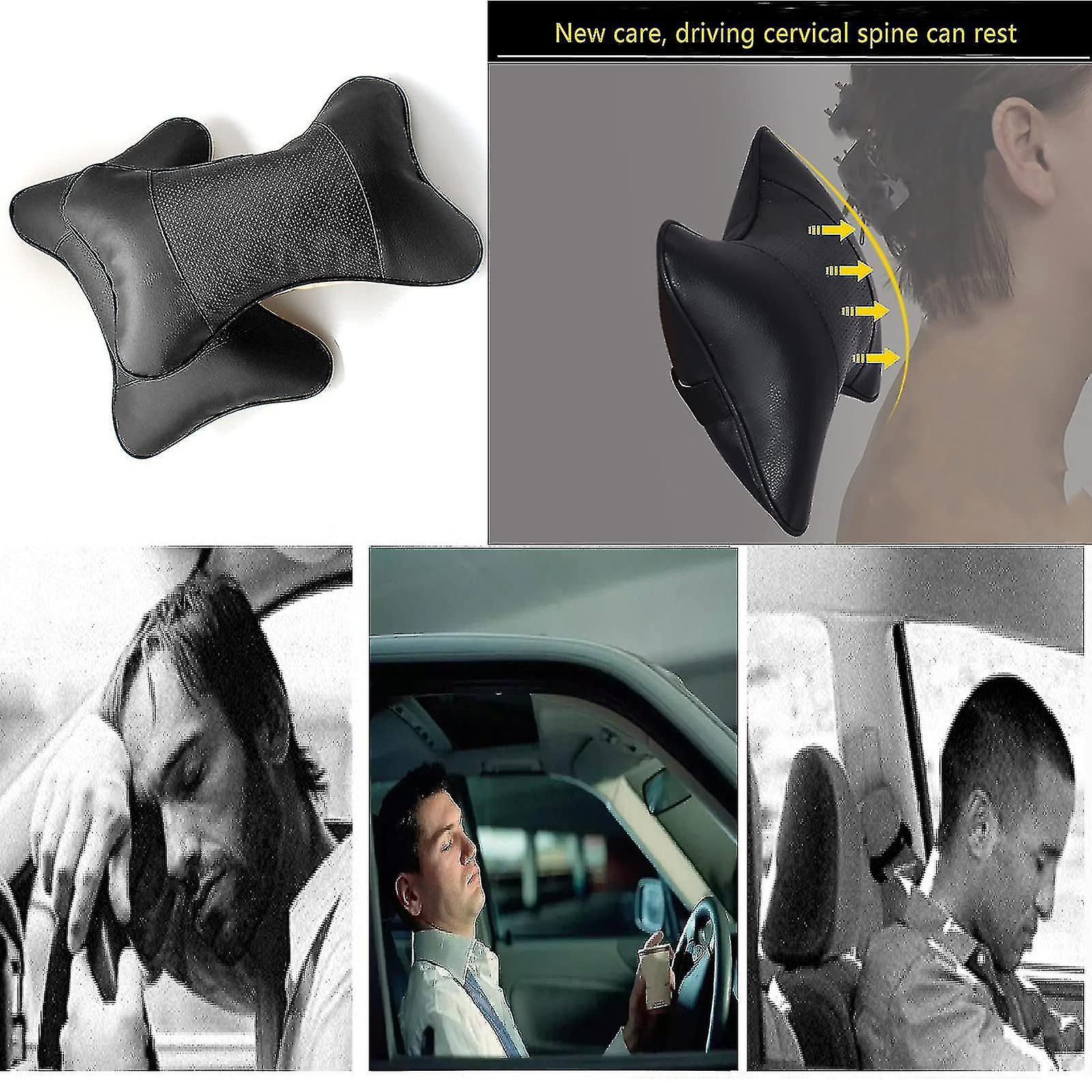 Car Neck Pillows Headrest Pu Leather Car Seat Head Cushion With Removable Cover Safety Ergonomic Neck Buy One Get One Free