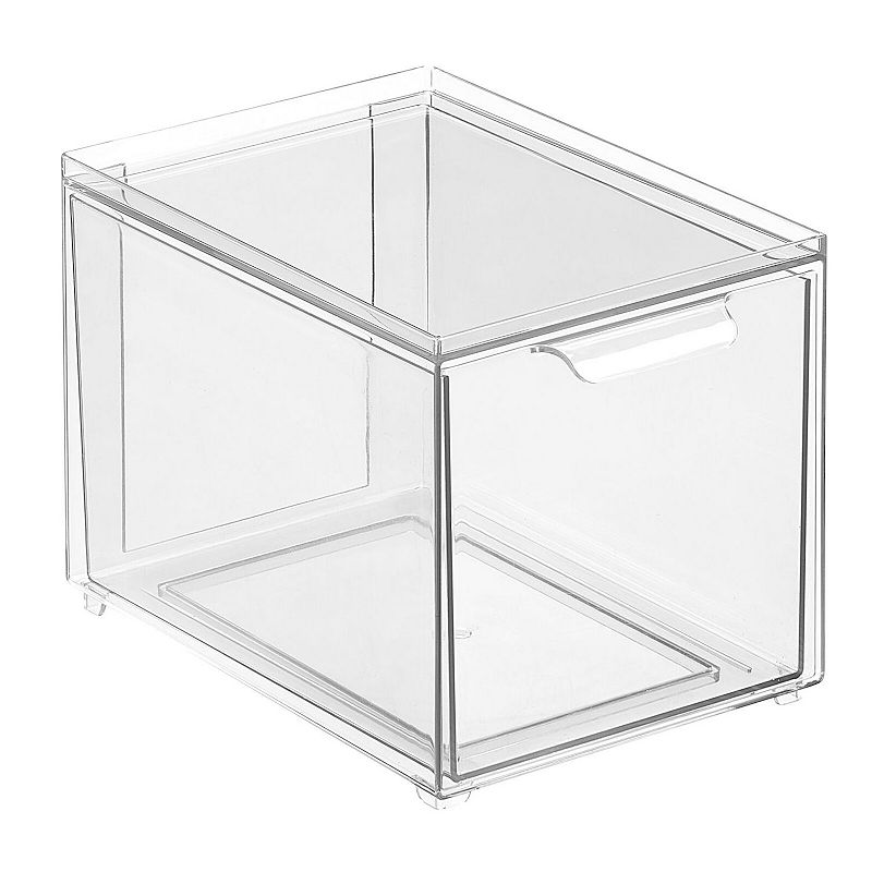 mDesign Clarity 8 x 6 x 6 Plastic Stackable Bathroom Storage Organizer with Drawer